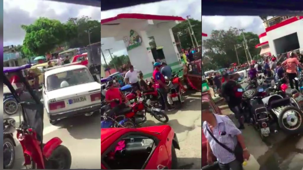 Colas kilométricas en los Servicentros de Holguín para comprar de gasolina (FOTO CAPTURA FACEBOOK ADNIEL GONGORA)