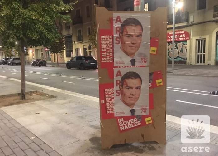 Carteles de Pedro Sánchez, en Barcelona