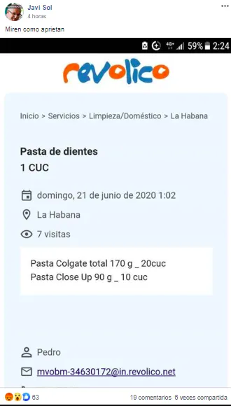 Hasta 20 CUC pagan los cubanos en Revolico por un tubo de pasta