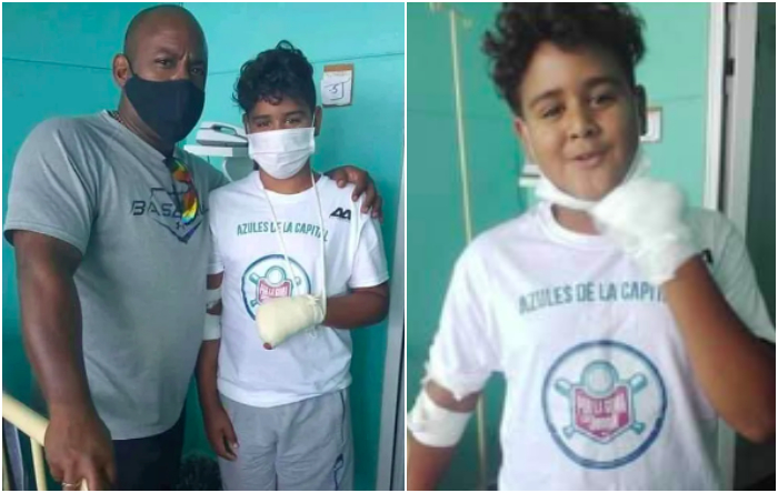 Peloterito cubano que perdió tres dedos en accidente recibe visita de Carlos Tabares