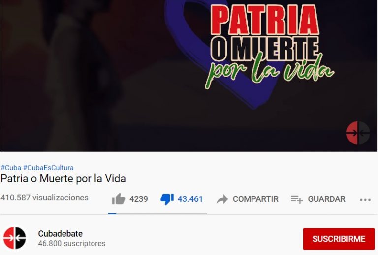 “Patria o muerte por la vida” rompe récord con más de 40 mil dislike en YouTube