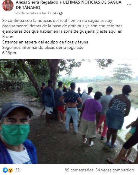 Cubanos sorprendidos por la aparición de un cocodrilo en río de Sagua de Tánamo