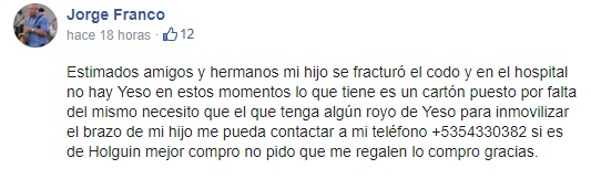 Padre denuncia falta de yeso para su hijo en hospital de Holguín