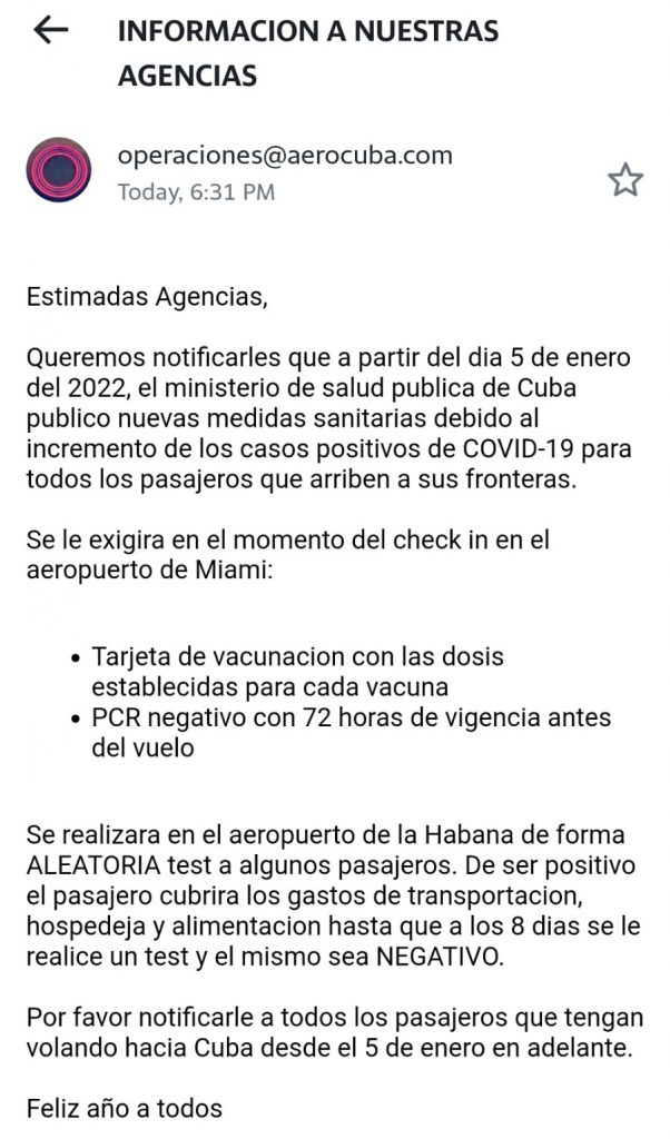 Viajeros extranjeros que lleguen a Cuba deberán pagar su aislamiento si dan positivo a COVID-19