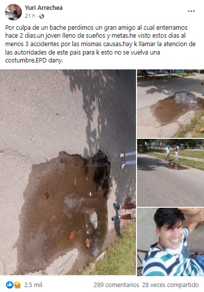 Un gran bache provoca la muerte de un joven motociclista en La Habana