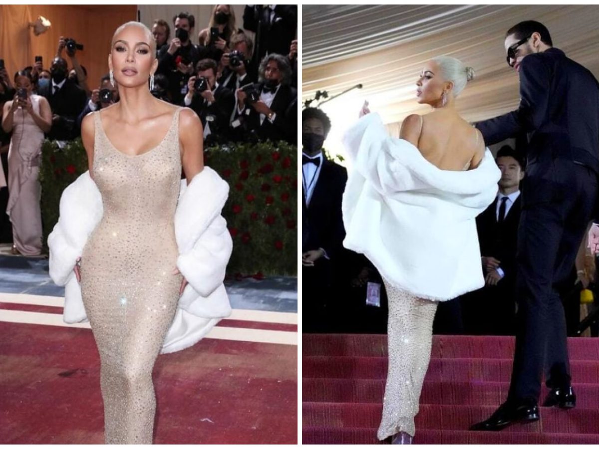 No le cerró! Kim Kardashian llevó abierto el vestido de Marilyn Monroe a la  MET Gala