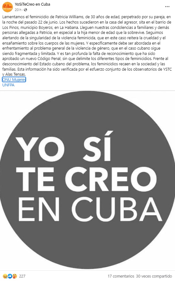 Madre cubana es vícitima de feminicidio en La Habana YoSíTeCreo en Cuba-Facebook