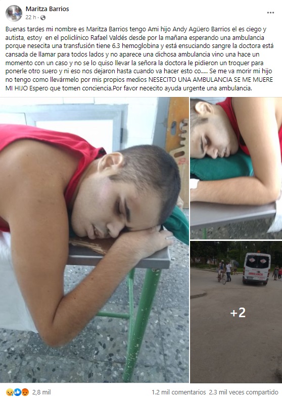 Joven ciego y con autismo fallece tras esperar horas por una ambulancia en La Habana