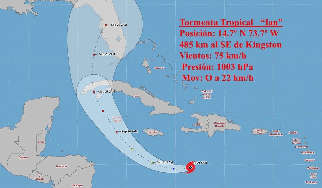 Tormenta tropical ‘Ian’ amenaza a Cuba y Florida