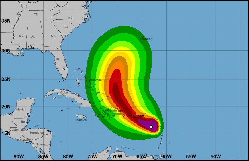 Imagen de la tormenta tropical Fiona National Hurricane Center
