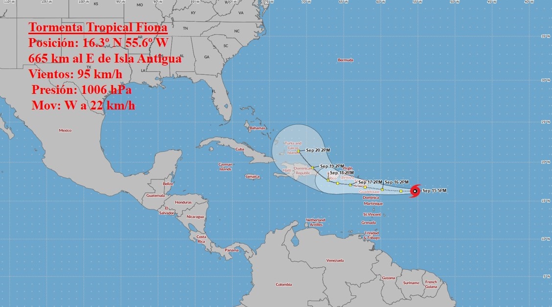 Tormenta tropical Fiona cobra intensidad en su camino hacia las Antillas Menores