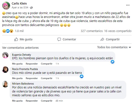 Joven madre de 19 años fue asesinada en Santiago de Cuba Carlos Klein-Facebook