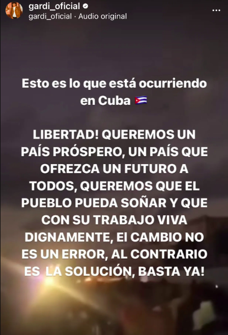 Gardi apoya a manifestantes cubanos