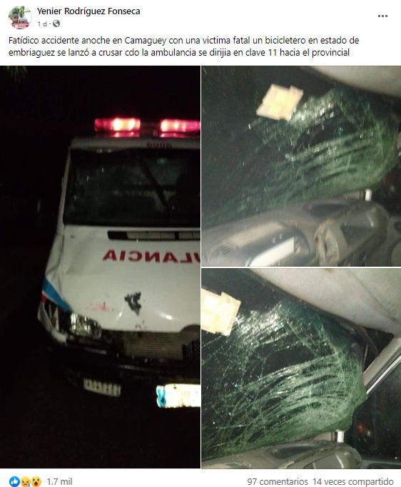 Ciclista fallece tras ser atropellado por una ambulancia en Camagüey