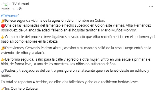 La prensa oficialista dio detalles sobre lo ocurrido en Colón.