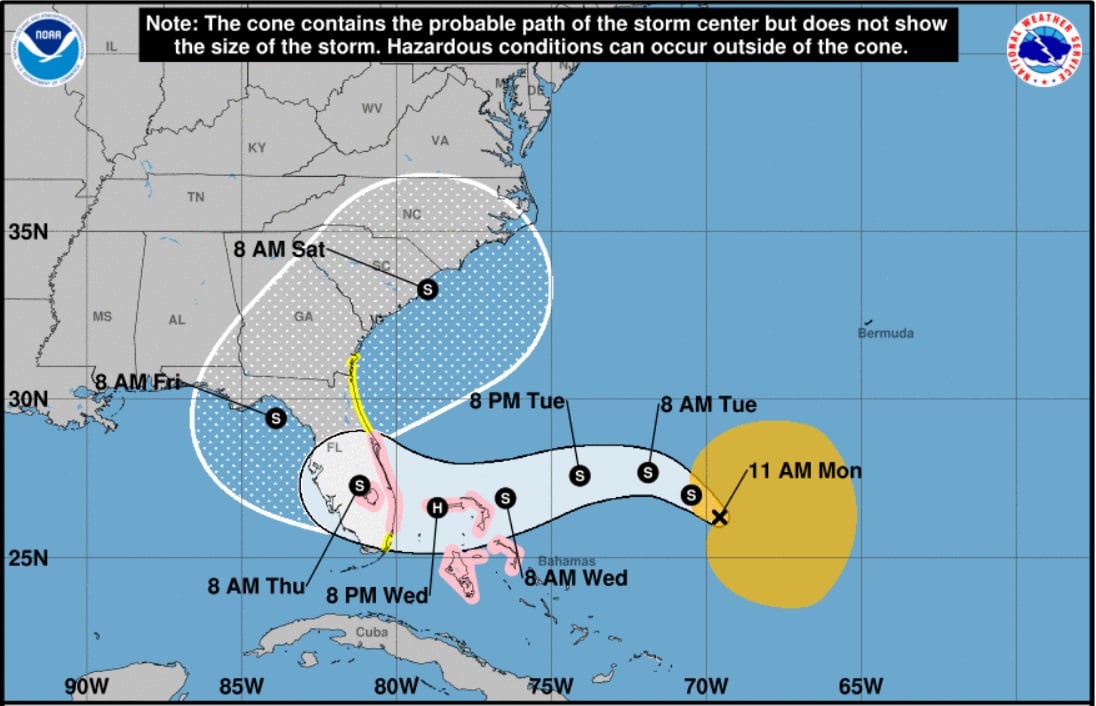 Tormenta subtropical Nicole amenaza la costa este de Florida