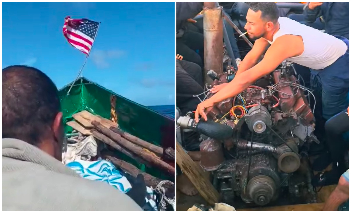 Balseros cubanos adaptan el motor de un camión ruso a su bote para viajar a EEUU