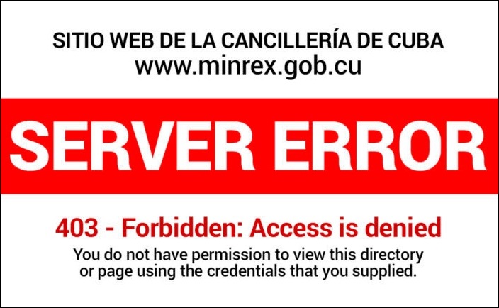 “ciberpiratas” hackean la página web del Minrex. (Foto: Cancillería de Cuba-Twitter)