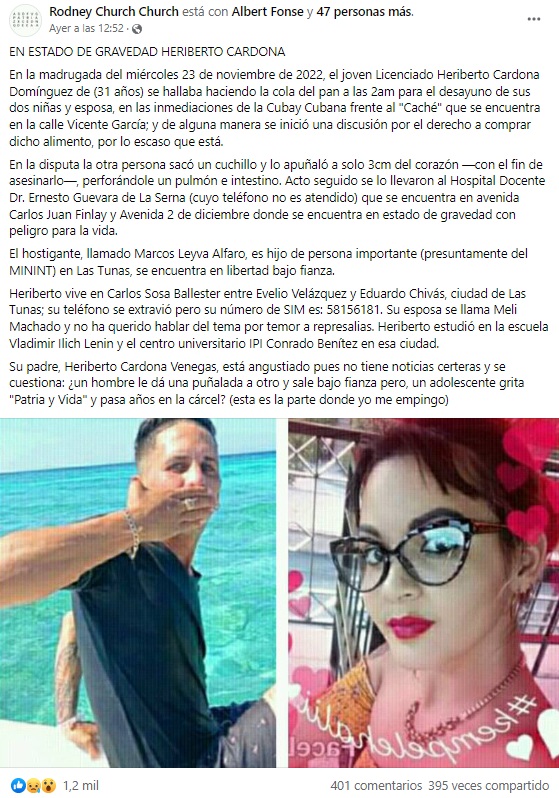 Las Tunas joven es apuñalado en la cola para el pan