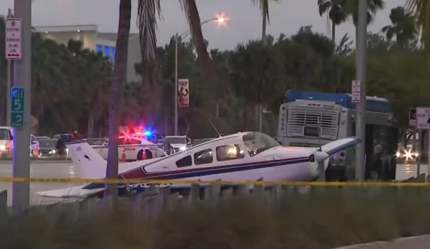 Avioneta realiza aterrizaje de emergencia en medio de una calle de Miami-Dade