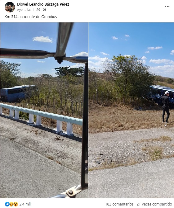 Ómnibus se sale de la carretera en Cabaiguán