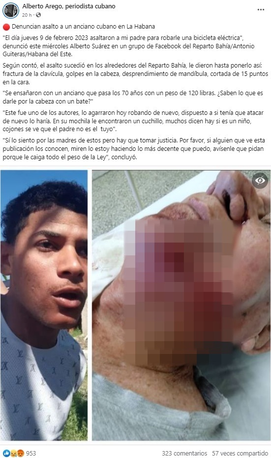 Denuncian que un anciano fue atacado con un bate durante un asalto en La Habana
