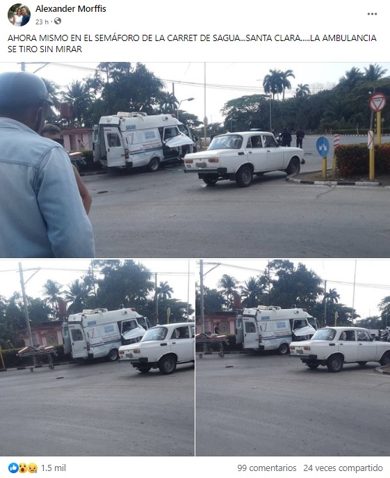Villa Clara: ambulancia impacta con dos automóviles y deja 12 lesionados