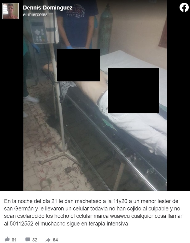 Menor de edad fue atacado con un machete durante un asalto en Santiago de Cuba