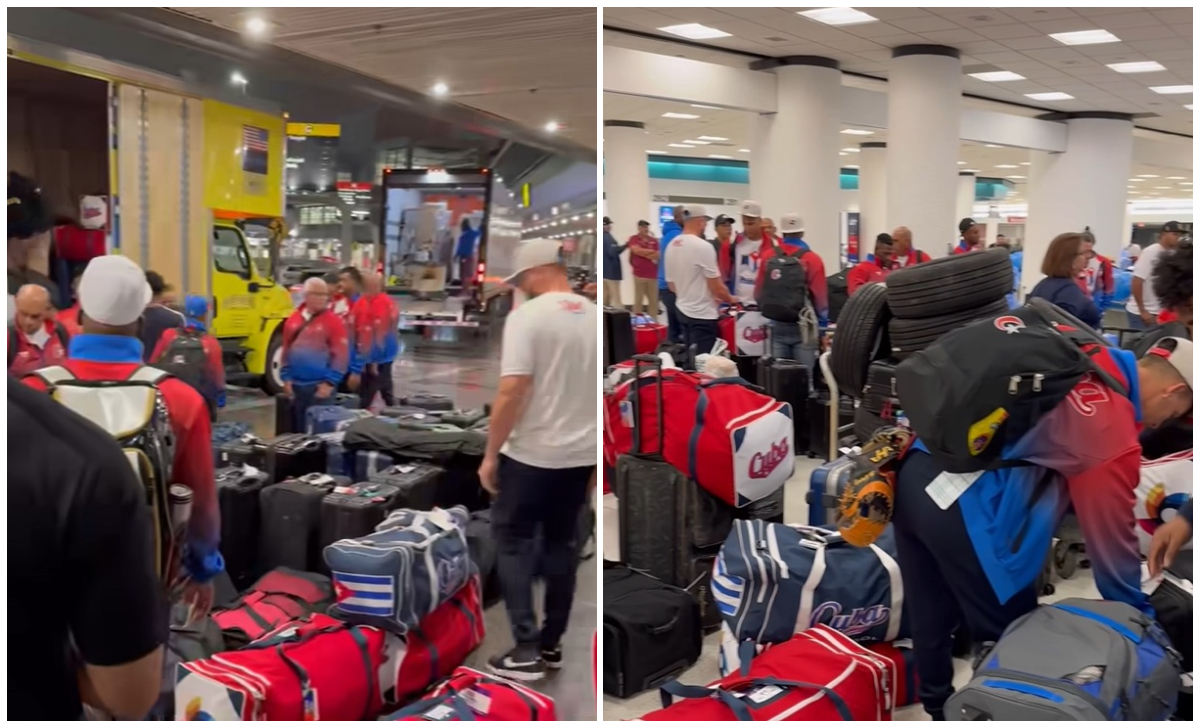 La cantidad de pacotilla que llevó el equipo antillano provocó que el check in del avión chárter se demorara