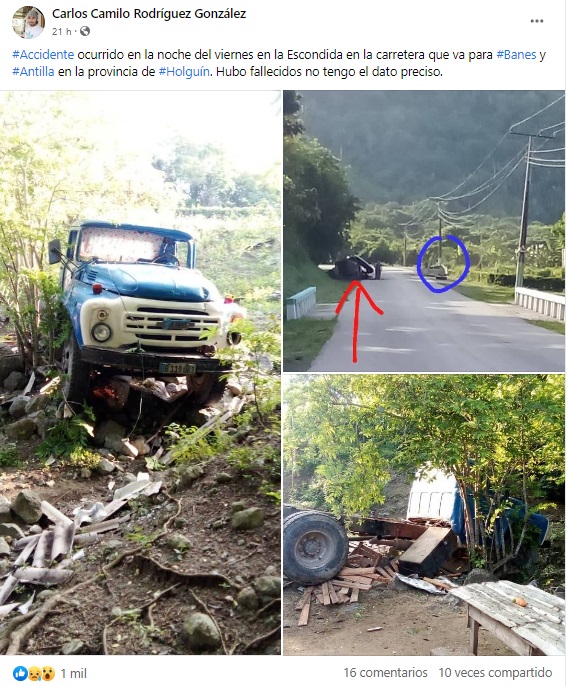 Madre cubana falleció tras accidente de tránsito en Holguín. (Captura de pantalla: Carlos Camilo Rodríguez González-Facebook)