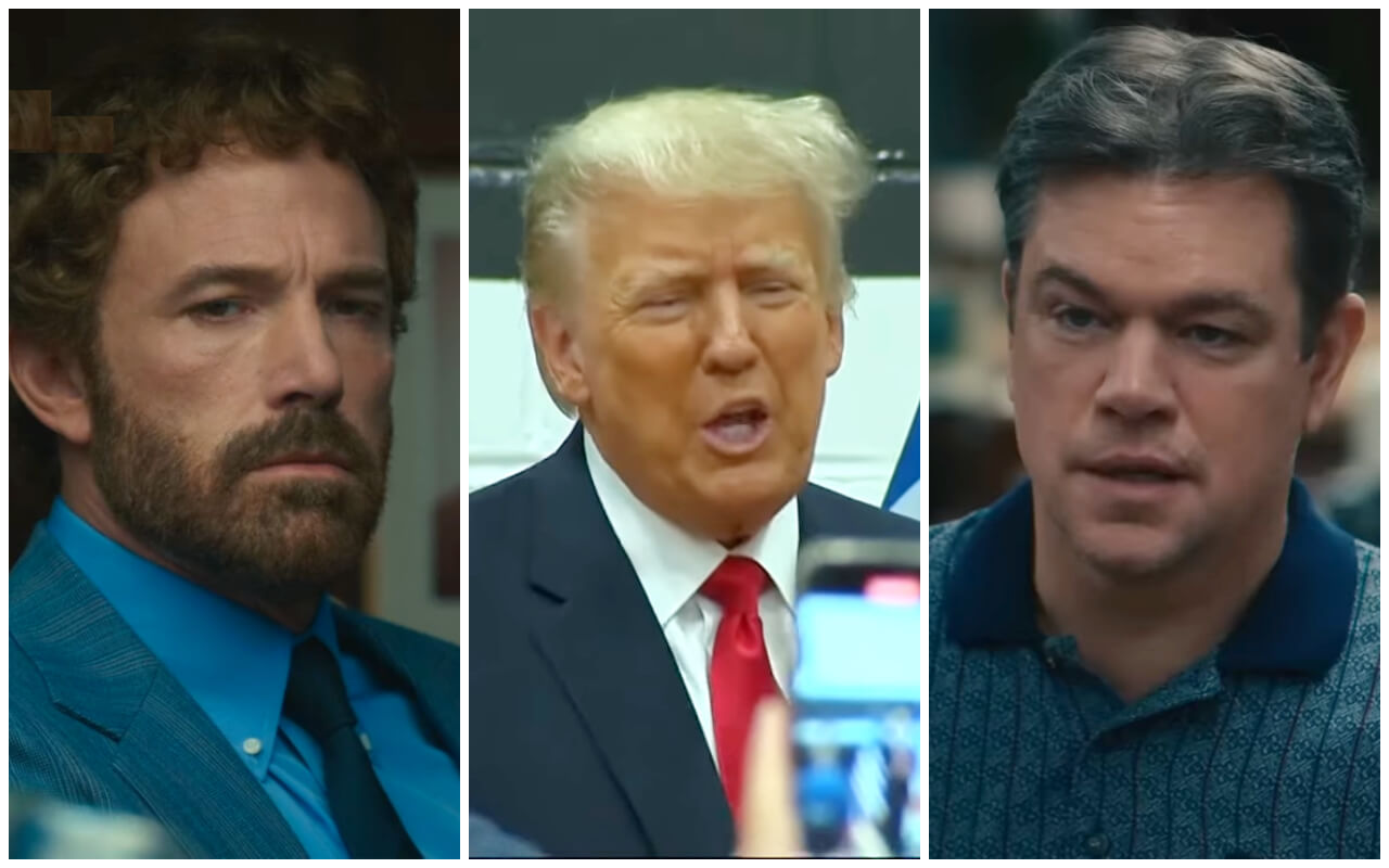 Ben Affleck, Matt Damon y Donald Trump. (Captura de pantalla YouTube: MGM/ On Demand News)