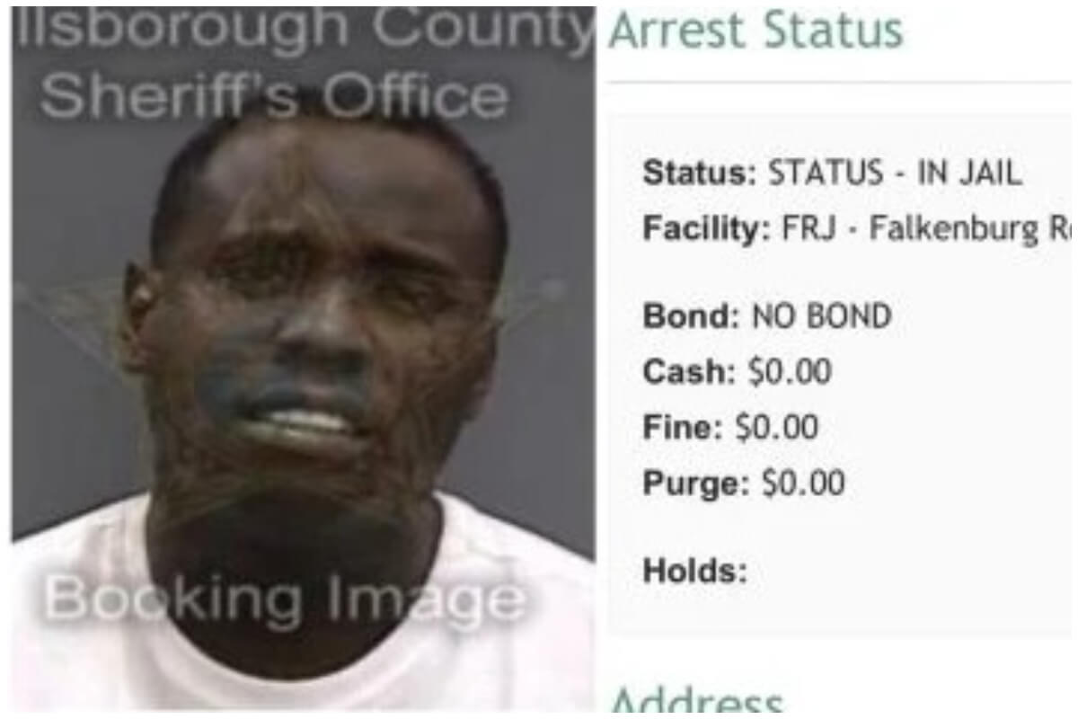 Chocolate MC arrestado. (Captura de pantalla: Oficina del Sheriff Hillsborough County)