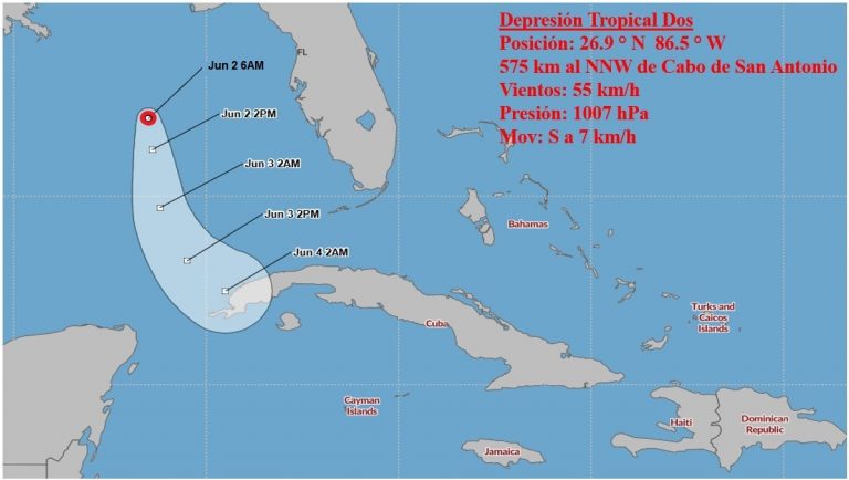 Sistema de baja presión se convirtió en depresión tropical y se dirige hacia Cuba