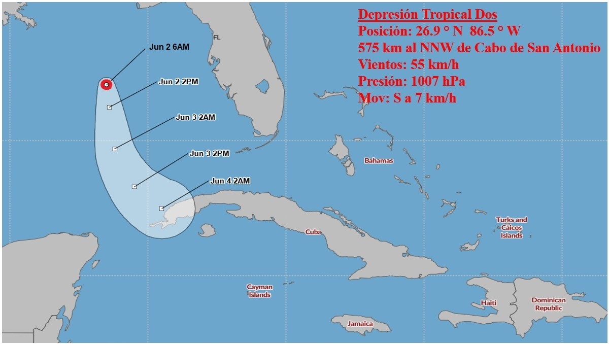 Sistema de baja presión se convirtió en depresión tropical y se dirige hacia Cuba.