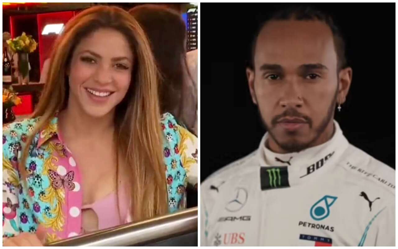 Shakira y Lewis Hamilton. (Captura de pantalla: TIMOR-Twitter/ Fórmula 1- YouTube)