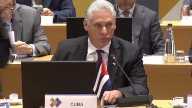 Cubanos en el exilio protestan por la presencia de Díaz-Canel en Bruselas