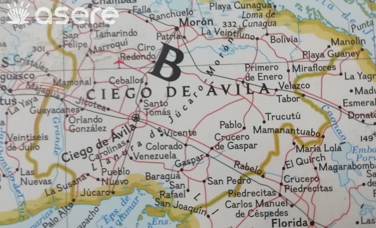 Foto ilustrativa de la provincia de Ciego de Ávila en el mapa. (Foto: Asere Noticias)