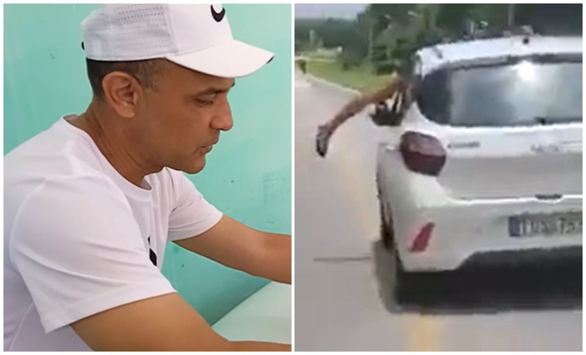 Revelan video del cubano que se colgó del parabrisas durante el robo de su auto en Holguín