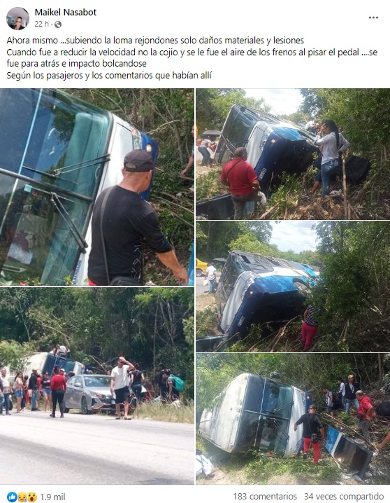 Siete lesionados tras volcarse un ómnibus en Holguín