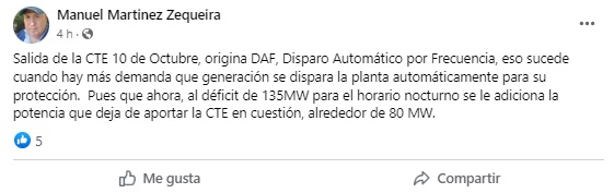 Central Termoeléctrica ‘10 de Octubre’ salió del sistema de manera imprevista. (Captura de pantalla: Manuel Martinez Zequeira)