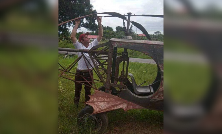 Cubano construye un helicóptero artesanal que hace la ruta deseada con 5 litros de combustible