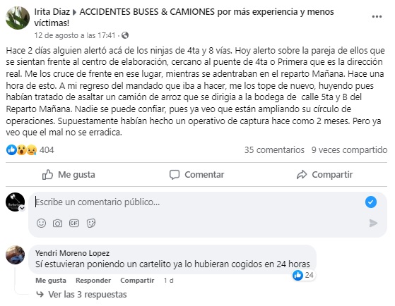 Denuncian a ladrones que intentaron asaltar un camión de arroz en La Habana