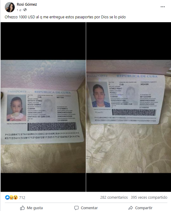 Madre ofrece 1.000 dólares de recompensa por pasaportes robados en Santiago de Cuba