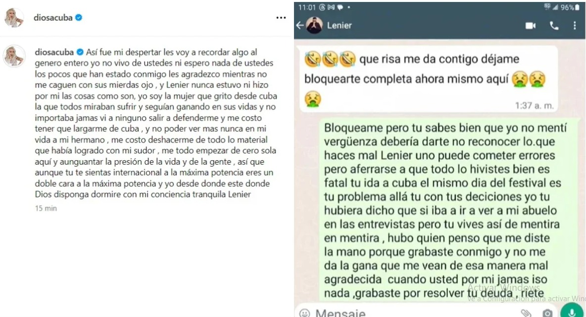 Publicación eliminada de La Diosa. (Captura de pantalla. Instagram)