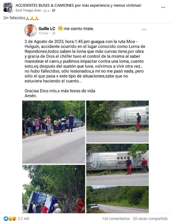 Siete lesionados tras volcarse un ómnibus en Holguín