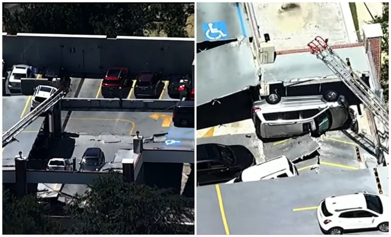 Estacionamiento de un hospital en Florida sufre derrumbe parcial