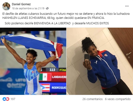 La luchadora cubana Hangelen Llanes Echevarría se queda en Francia. (Captura de pantalla: Daniel Gomez-Facebook)