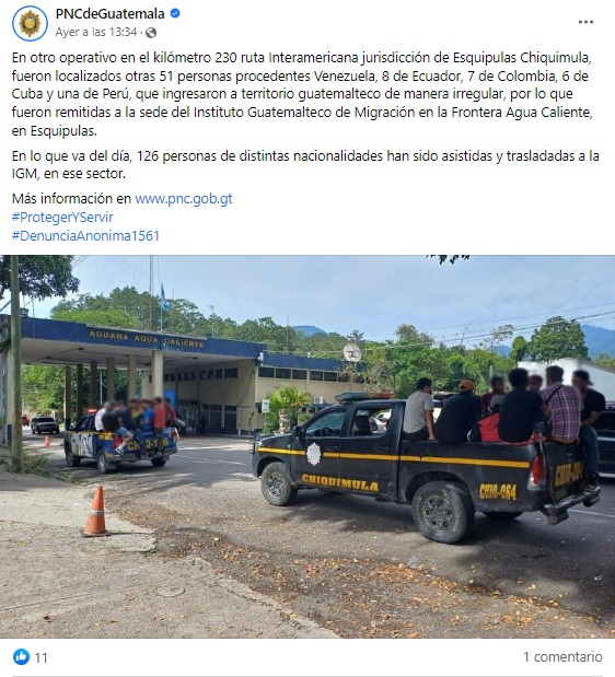 Los extranjeros fueron puestos bajo disposición de las autoridades migratorias.