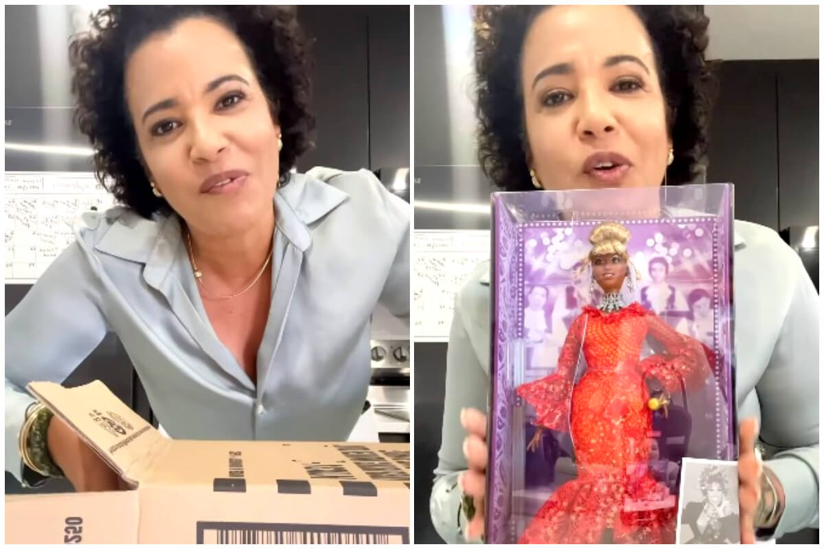 Cuqui la Mora con muñeca de Celia Cruz. (Captura de pantalla: Cuqui la Mostra- Instagram)