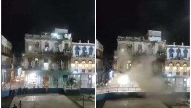 Derrumbe ocurrido en Habana Vieja. (Captura de pantalla: Coahuila Noticias-Twitter)